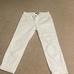 Slim crop white jeans